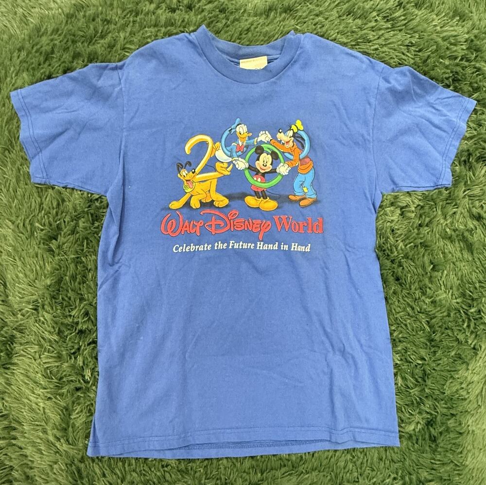 Disney Walt Disney World Kids Blue T-Shirt Mickey Goofy Donald Pluto Celebrate